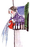 disegno di Emanuele Luzzati, tratto da Le avventure di Tonino l'invisibile di Gianni Rodari, 1999