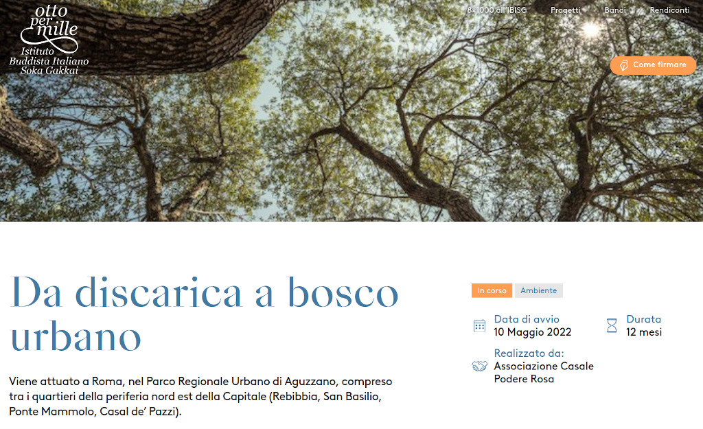 Link alla Sintesi del progetto "Da discarica a bosco urbano" sul sito dell'Istituto Buddista Italiano Soka Gakkai