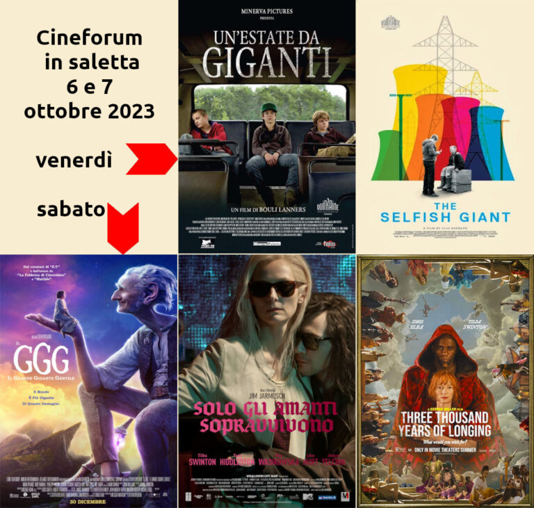 Cineforum in saletta 6 e 7 ottobre 2023