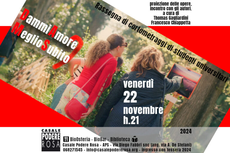 Dammi Amore Meglio Subito. Rassegna cortometraggi, venerdì 22 novembre 2024