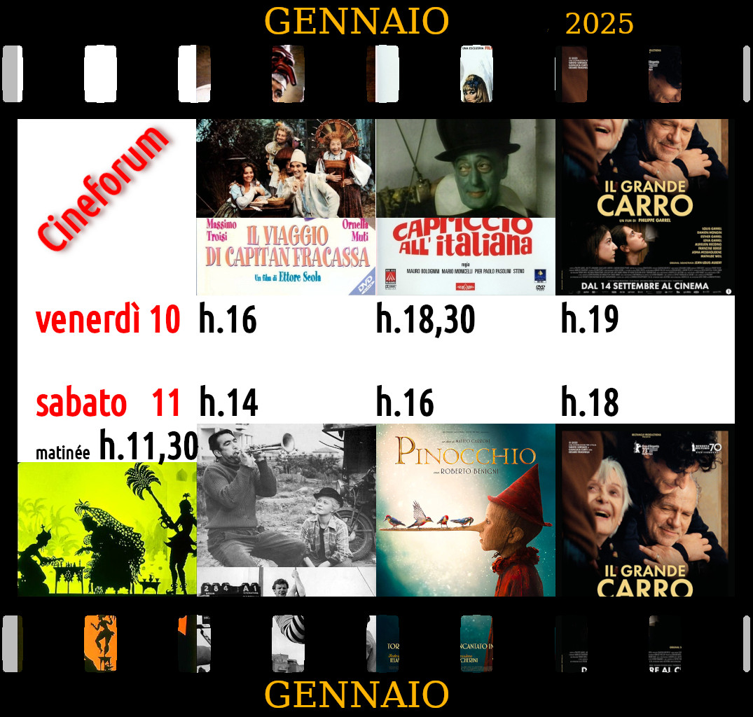 Cineforum in saletta venerdì 10 e sabato 11 gennaio (con matinée) 2025