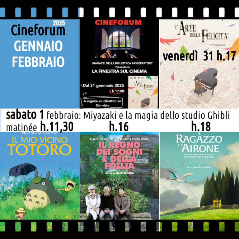 Cineforum in saletta venerdì 31 gennaio e sabato 1 febbraio (con matinée) 2025