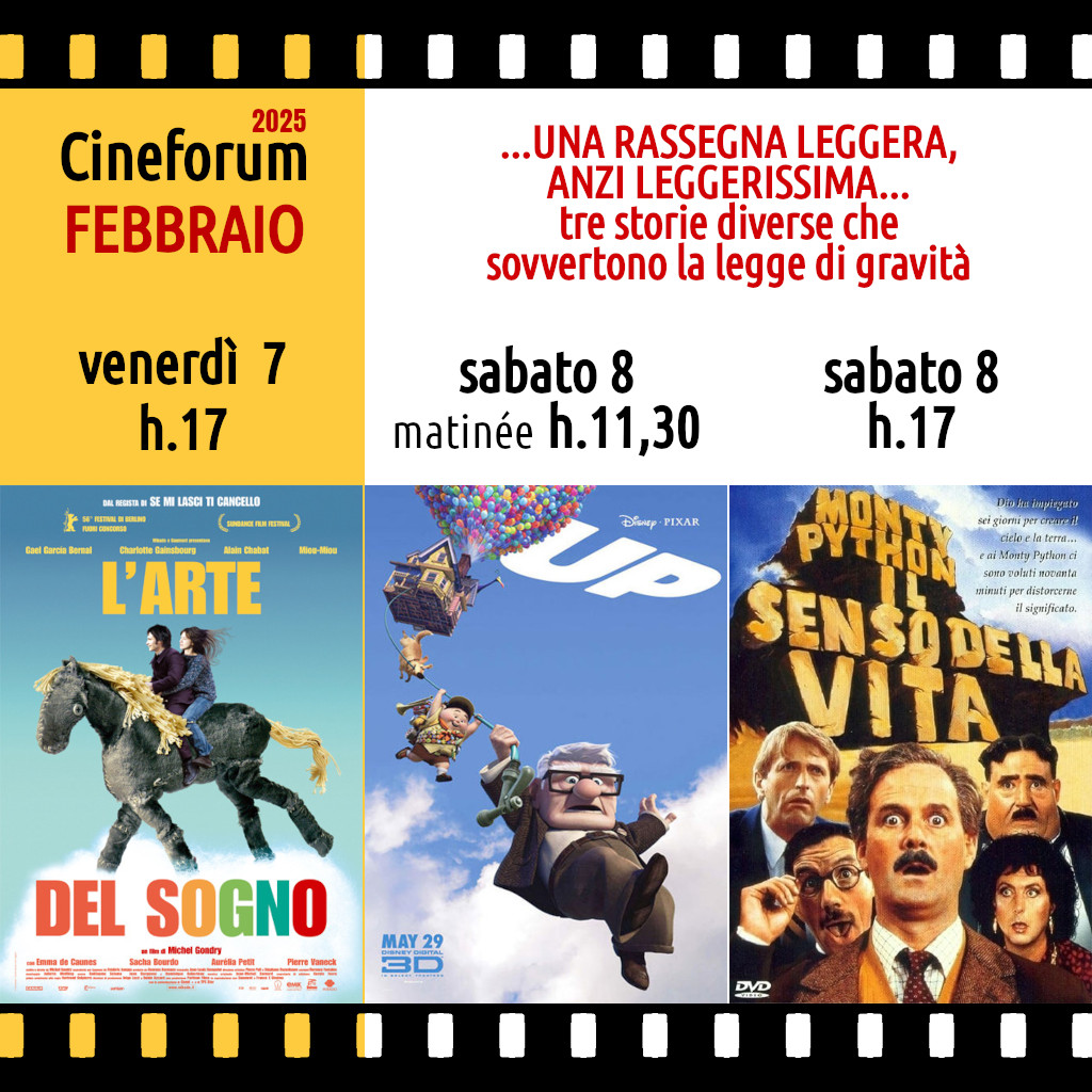 Cineforum in saletta venerdì 7 e sabato 8 febbraio (con matinée) 2025