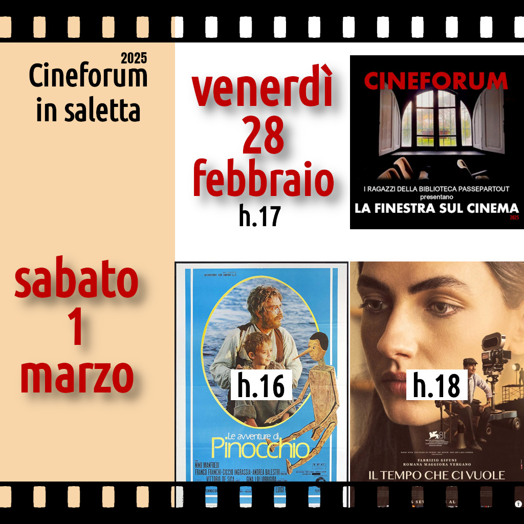 Cineforum  in saletta venerdì 28 febbraio e sabato 1 marzo 2025