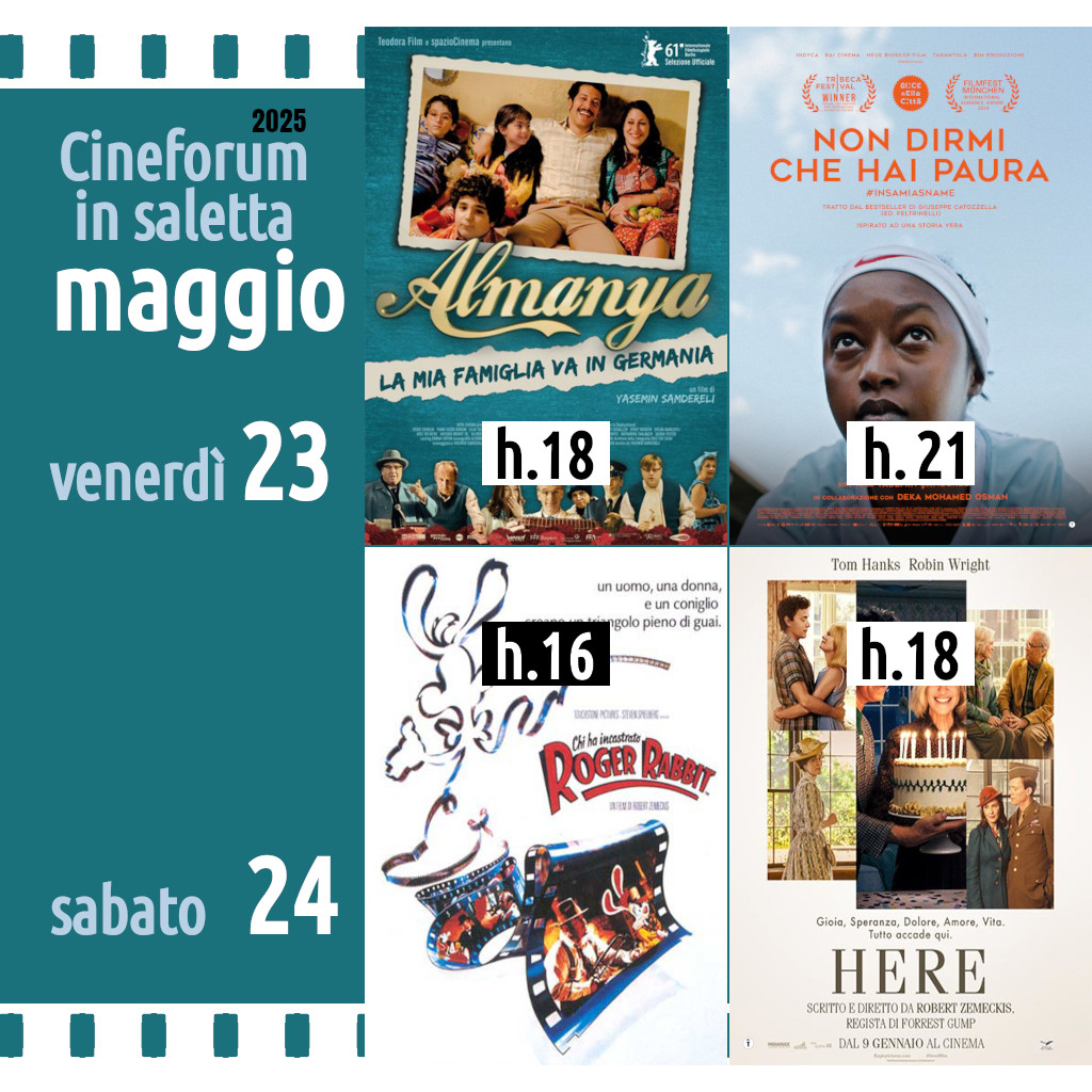 Cineforum in saletta venerdì 23 e sabato 24 maggio 2025