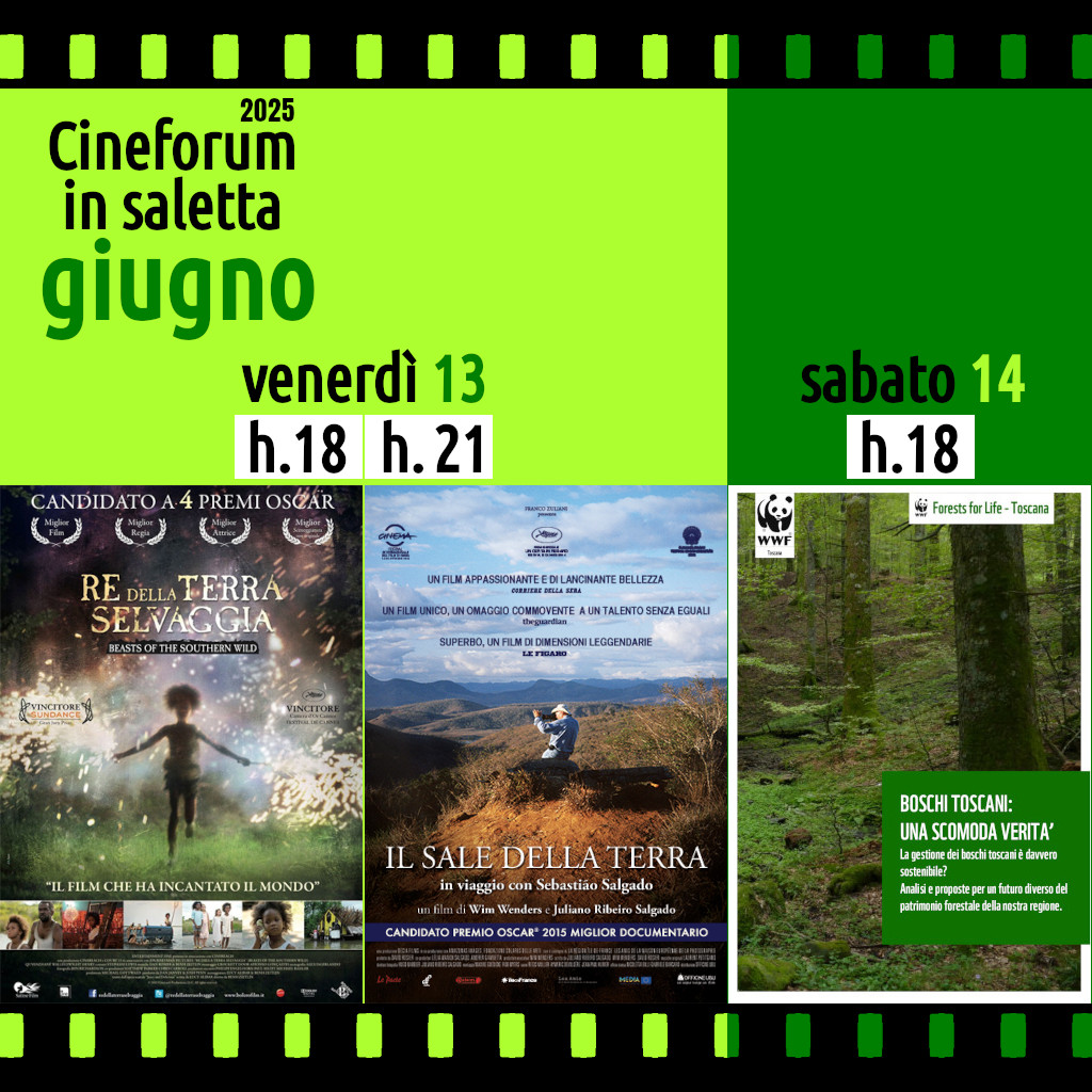 Cineforum (e non solo) in saletta venerdì 13 e sabato 14 giugno 2025