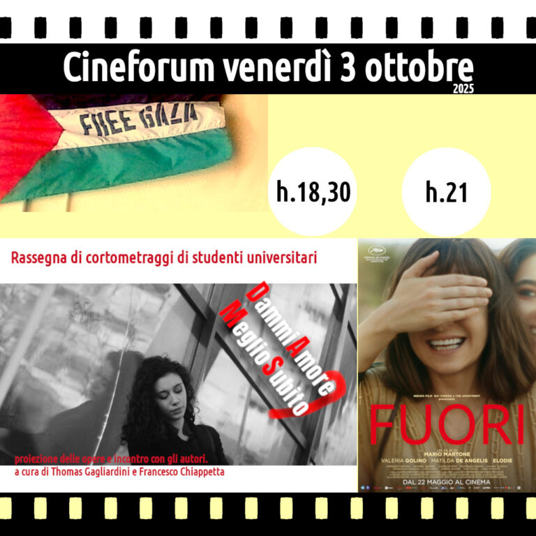 Cineforum in saletta venerdì 3 ottobre 2025