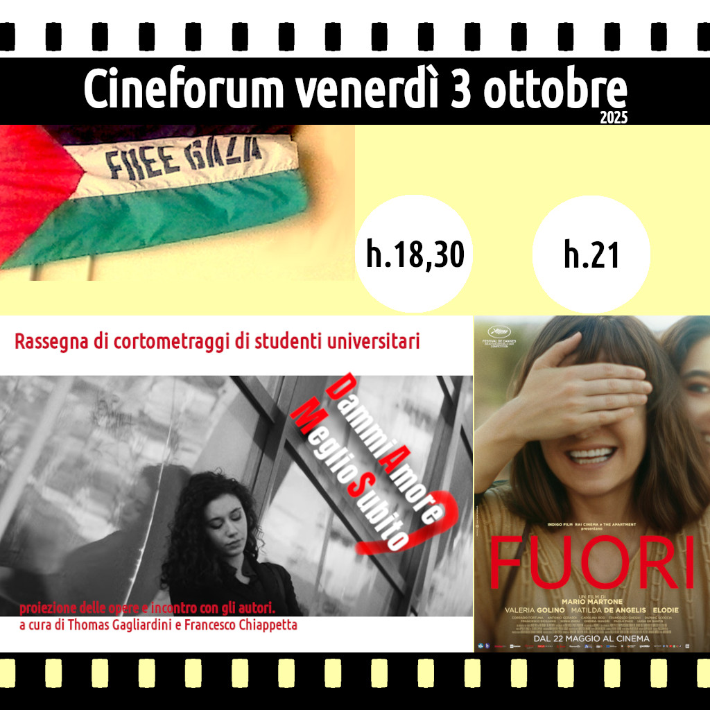 Cineforum in saletta venerdì 3 ottobre 2025