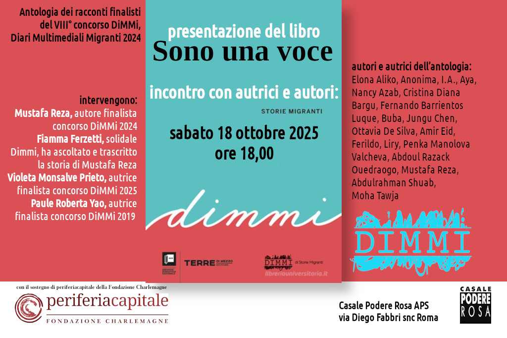 SONO UNA VOCE presentazione libro e incontro con autori e autrici, sabato 18 ottobre 2025