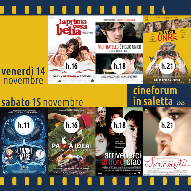 Cineforum in saletta venerdì 14 e sabato 15 novembre 2025