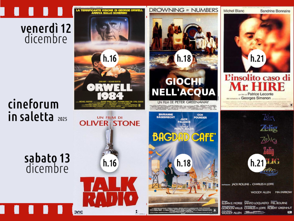 Cineforum in saletta venerdì 12 e sabato 13 dicembre 2025