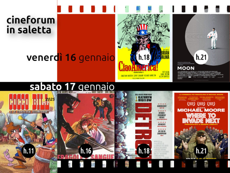 Cineforum in saletta venerdì 16 e sabato 17 gennaio – Cinematinée sabato 17 gennaio 2026