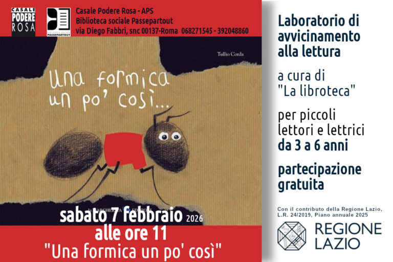 Una formica un po’ così. Laboratorio sabato 7 febbraio 2026