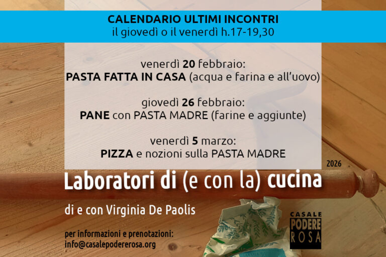 Laboratori di (e con la) cucina 2026. Dal Dolce al Salato- Calendario ultimi appuntamenti
