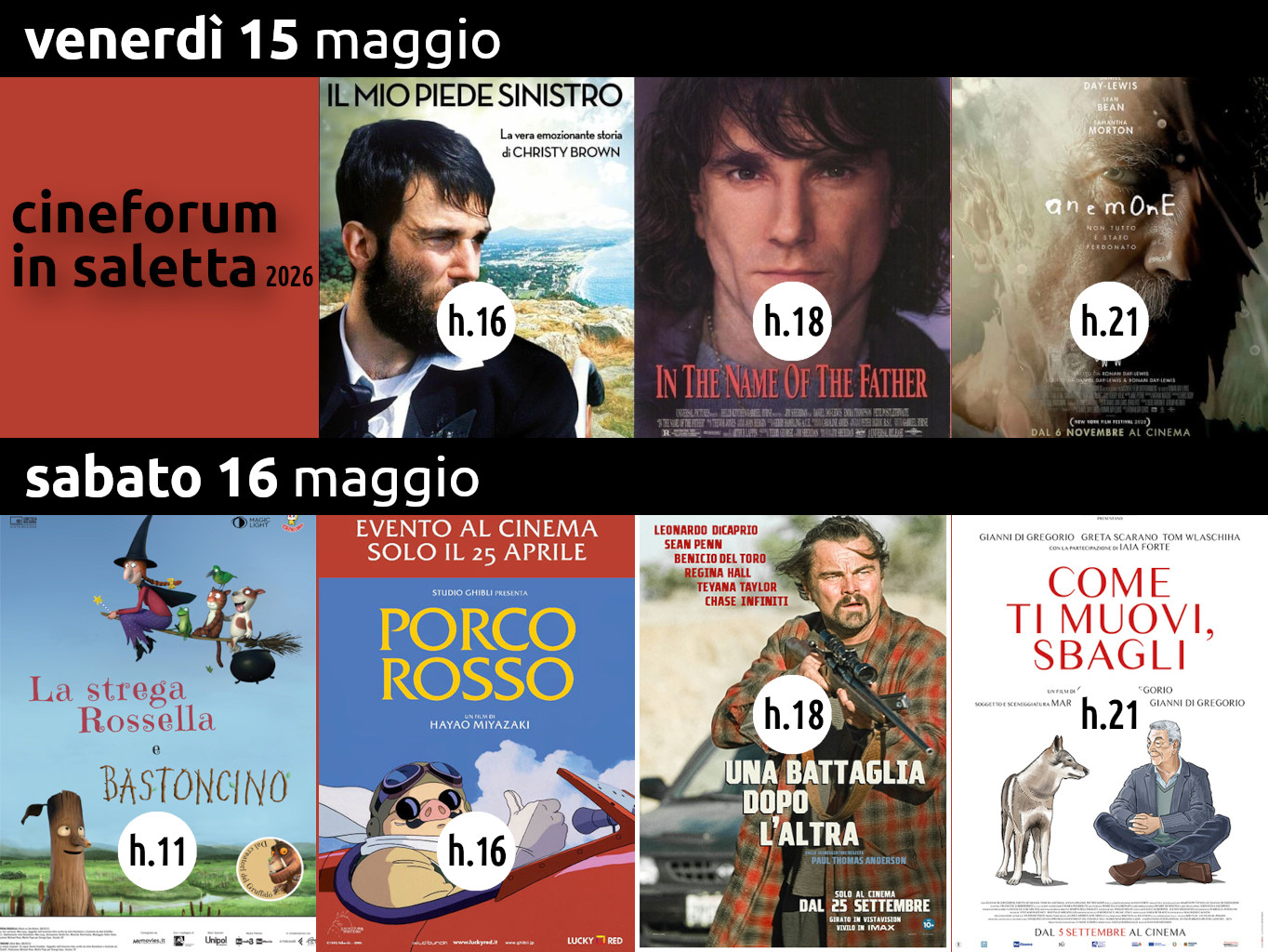 Cineforum in saletta venerdì 15 e sabato 16 maggio 2026