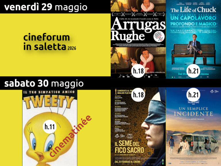 Cineforum in saletta venerdì 29 e sabato 30 maggio 2026