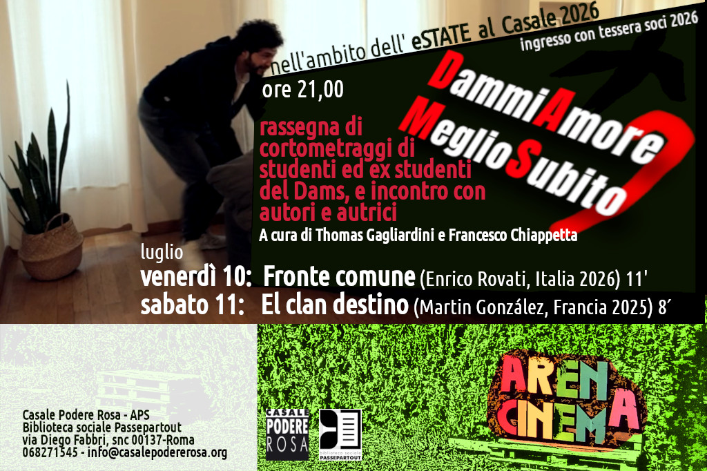 D.A.M.S. Rassegna cortometraggi e incontro con autori e autrici, venerdì 10 e sabato 11 luglio 2026