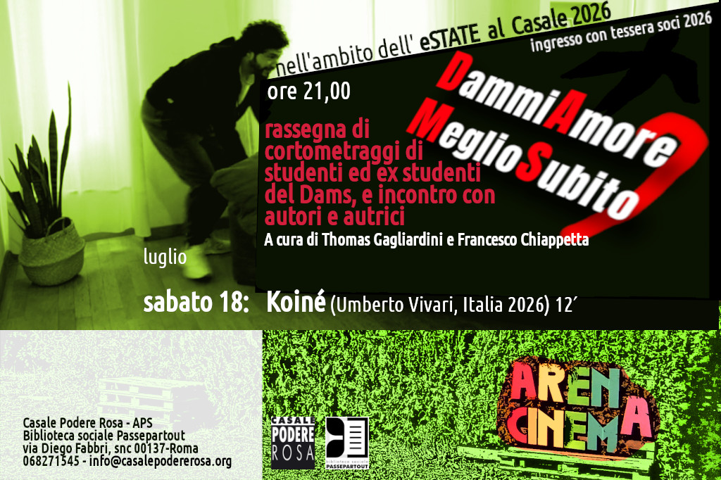 D.A.M.S. Rassegna cortometraggi e incontro con autori e autrici, sabato 18 luglio 2026