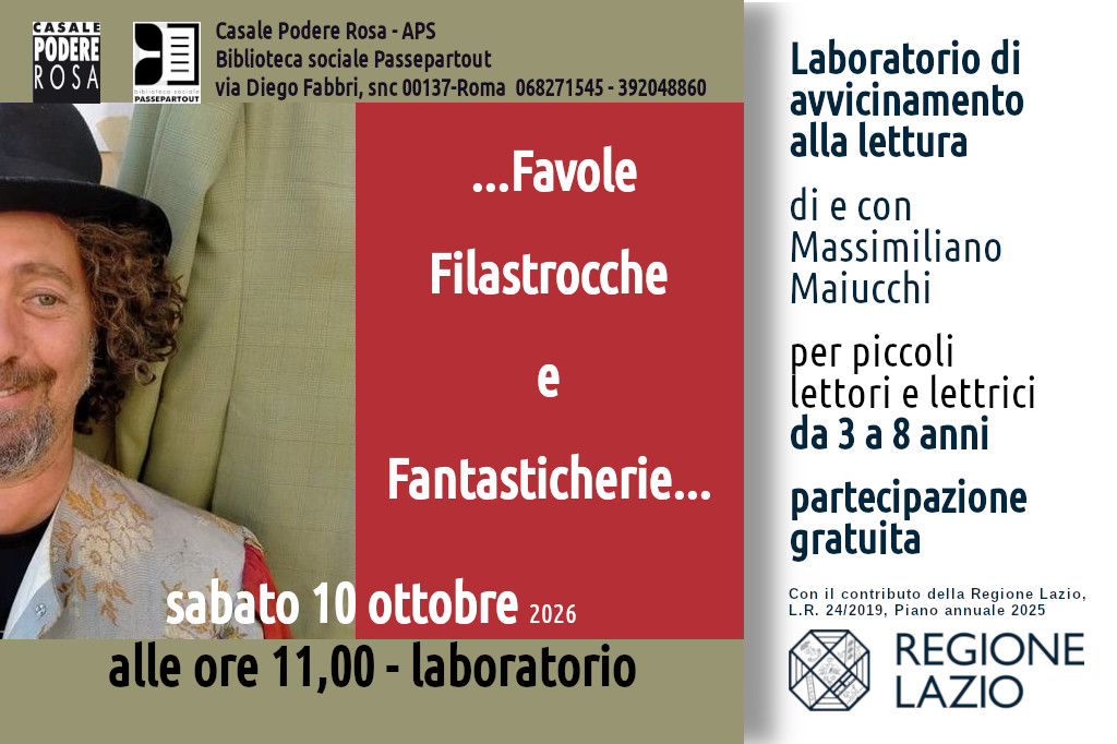 …Favole, Filastrocche e Fantasticherie… Laboratorio sabato 10 ottobre 2026