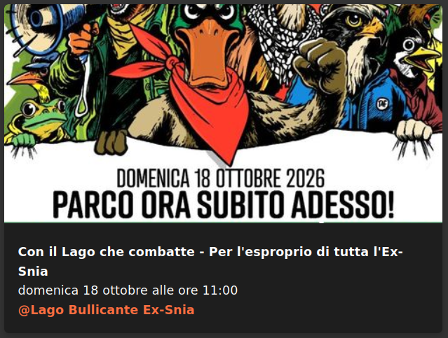 Con il Lago che combatte - Per l'esproprio di tutta l'Ex-Snia / 101826-gancioderoma