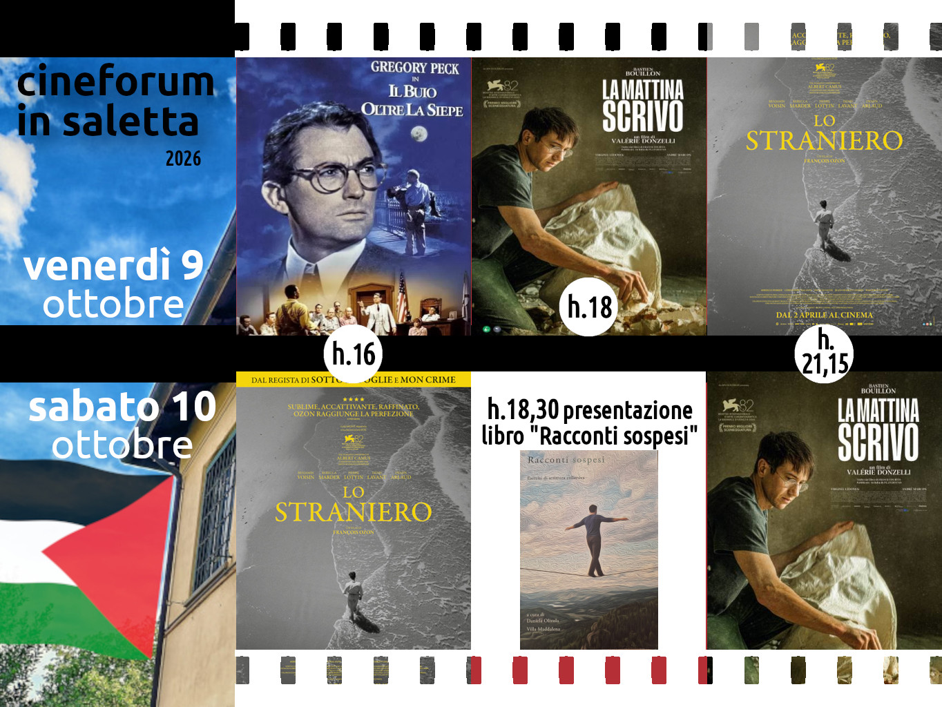 Cineforum (e non solo) in saletta 9 – 10 ottobre 2026