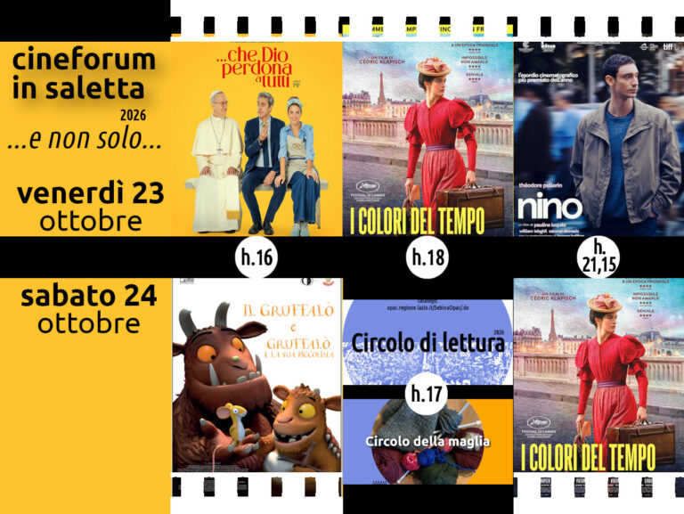 Cineforum (e non solo) in saletta 23 – 24 ottobre 2026